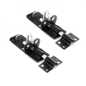 Pair of 150mm 6" Black Sliding Padlock Bolt 