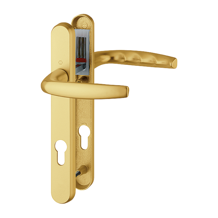 Hoppe Radius 92mm 122mm Lever Lever Short Backplate UPVC Sprung Door Handle Set - Gold