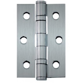 Ball Bearing Butt Hinge - Polished Stainless Steel (Pair) - 75mm x 50mm - Square Corners