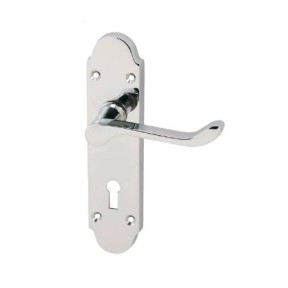 Eclipse Chromaxe Shaped Lever Latch / Lock Set Polished Chrome Plated