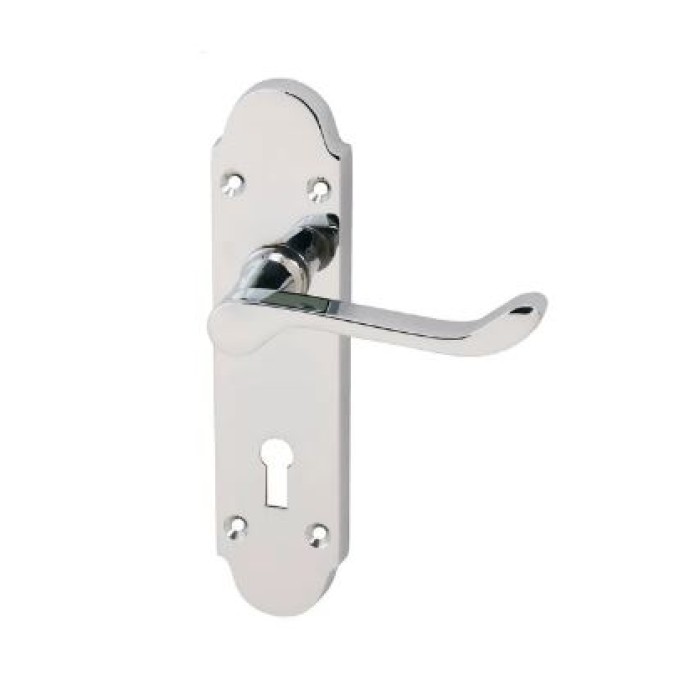 Eclipse Chromaxe Shaped Lever Latch / Lock Set Polished Chrome Plated