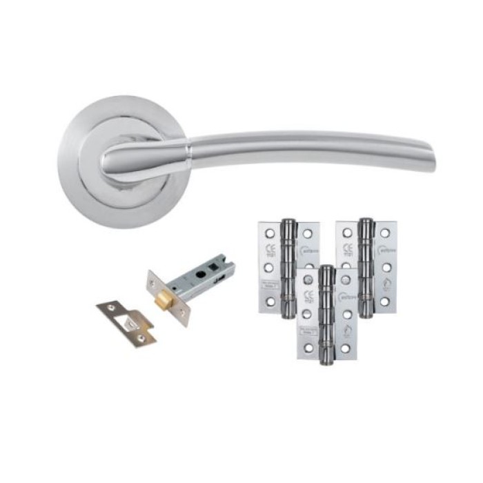 Polished Chrome Plated / Satin Chrome Plated Tifosi Lever Latch Door Pack