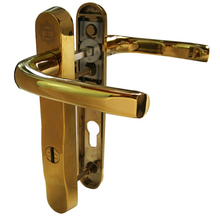 Lever / Lever 92mm x 122mm PAS24 ProSec handle GOLD