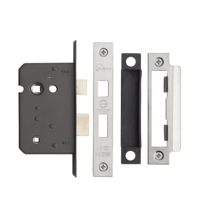 Black 63mm Mortice Bathroom Lock - CE