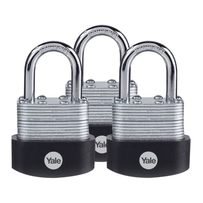 Yale Laminated Steel Padlock 40mm (Pack of 3)