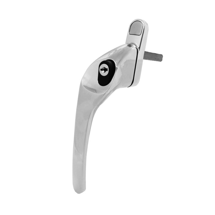 Schlosser Technik Left Hand Cranked Offset Espag Key Locking Window Handle - Satin Chrome