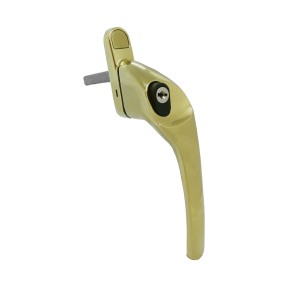 Schlosser Technik Right Hand Cranked Offset Espag UPVC Key Locking Window Handle -  Polished Gold