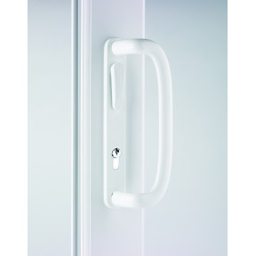 Pro-Linea 92mm PZ Inline Locking Sliding Patio Door Handle Set - White