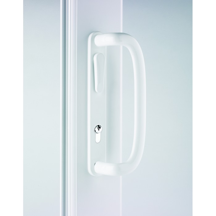 Pro-Linea 92mm PZ Inline Locking Sliding Patio Door Handle Set - White