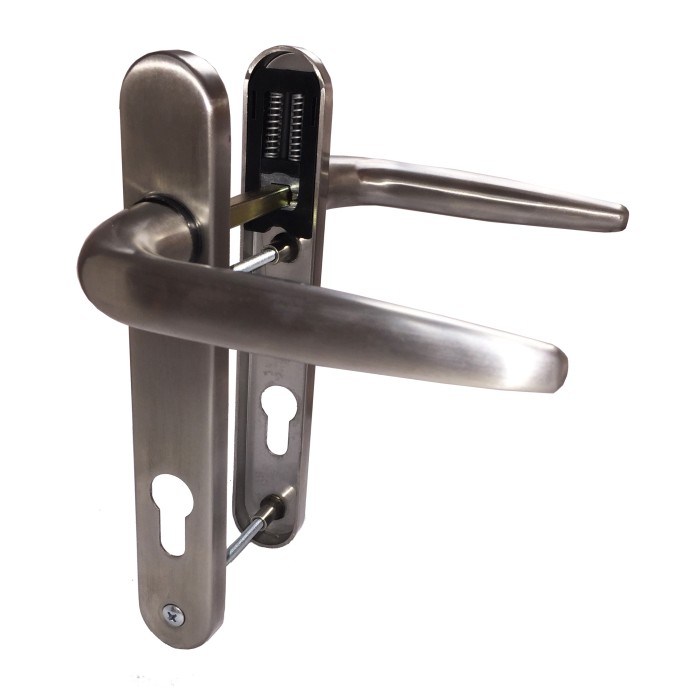 Sparta Trojan 92mm 122mm Lever Lever UPVC Sprung Door Handle Set - Brushed Stainless Steel