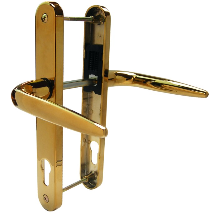 Sparta Trojan 92mm 210mm Lever Lever UPVC Sprung Door Handle Set - Gold