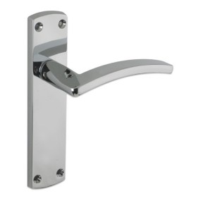 Toledo Lever on Latch Backplate Internal Door Handle Set - Polished Chrome