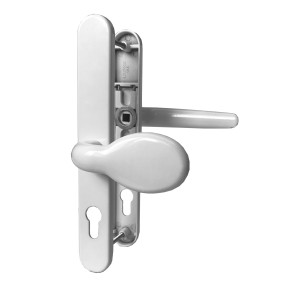 Vita 92mm 216mm Lever Pad Long Backplate UPVC Sprung Door Handle Set - White